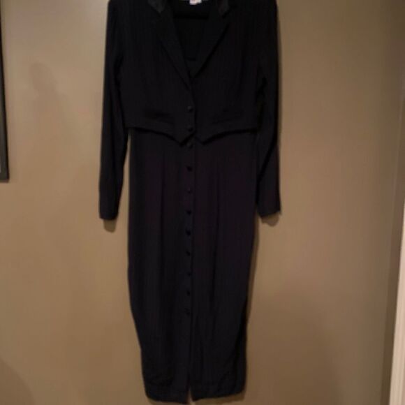 Karen Alexander Vintage Tuxedo Dress Size 8 Made in The USA  Stripe - Picture 8 of 12
